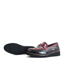 Zapatos Nival Noelia vista trasera piel burdeos