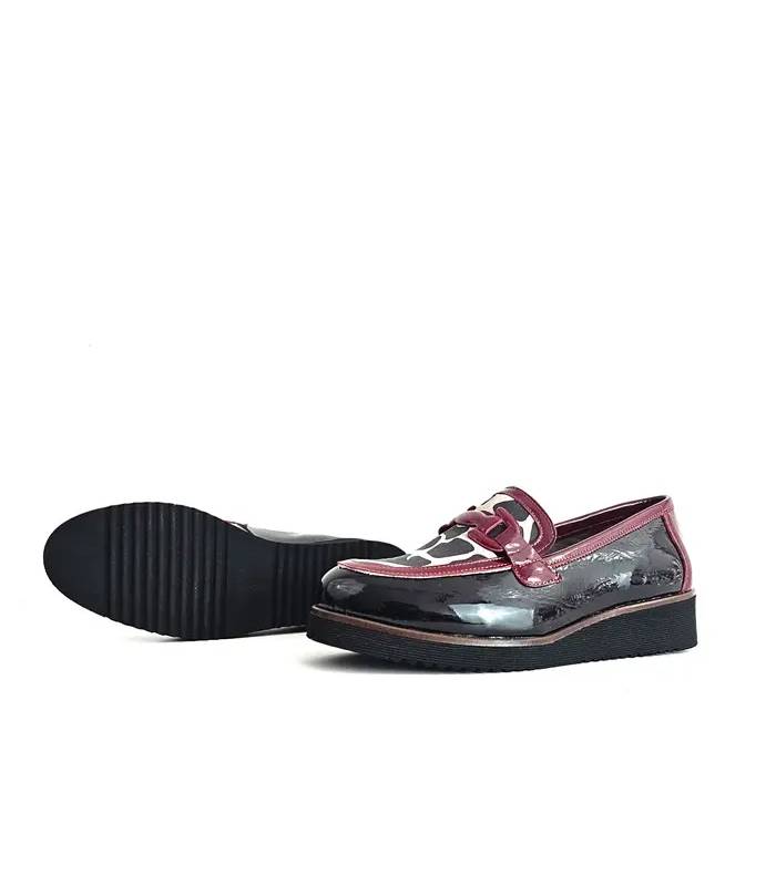 Zapatos Nival Noelia vista trasera piel burdeos