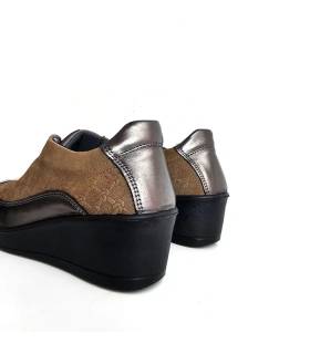 Trasera zapatos mujer cuña Laura Azaña marrón