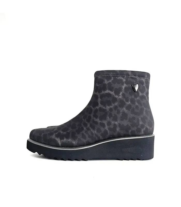 Botines mujer cuña ligera Treintas animal print perfil