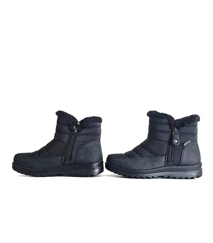 Botines Treintas mujer invierno negros con forro de pelo y doble cremallera