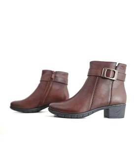 Botines mujer Treintas piel marrón cremallera interior