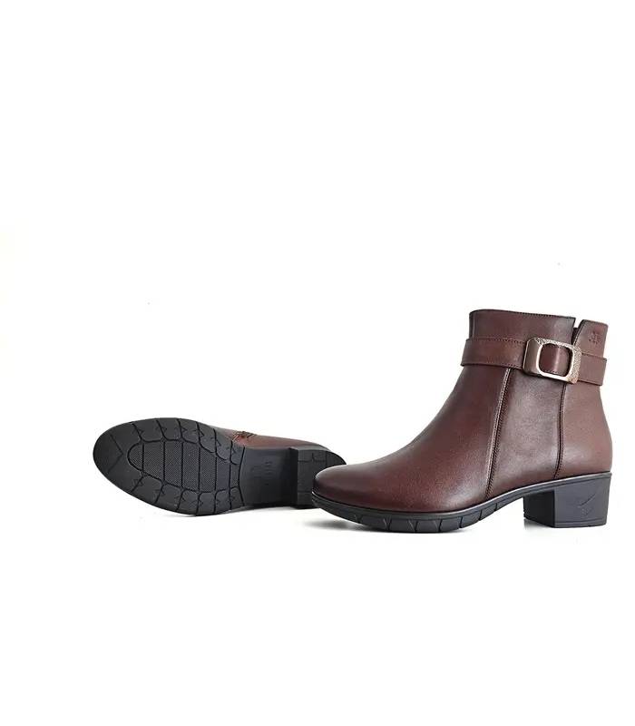 Botines mujer Treintas piel marrón suela goma antideslizante