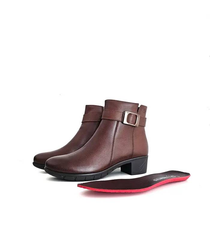 Botines Treintas marrones mujer cremallera y hebilla