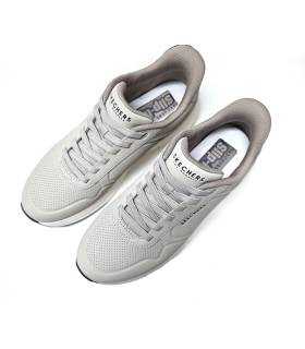 Vista superior zapatillas Skechers hombre cordones color taupe