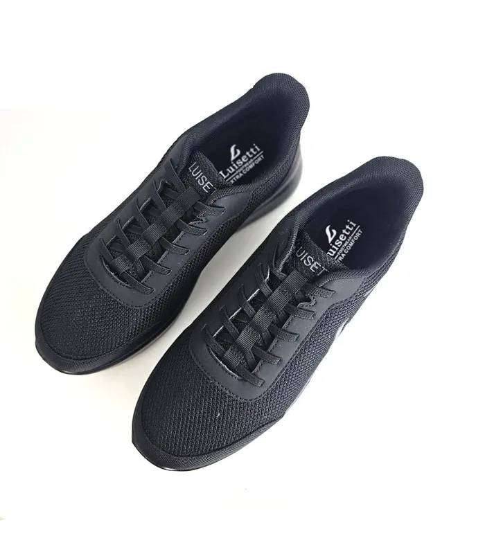 Zapatillas Luisetti hombre negras sin cordones elásticos