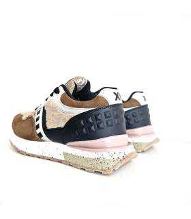 Zapatillas Xti mujer tonos marrones con detalle negro y rosa