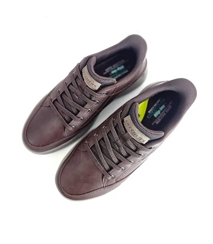 Zapatos hombre Skechers Slip-ins marrones con cordones elásticos fijos