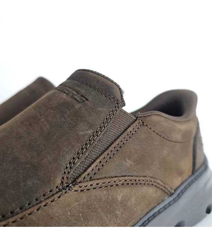 Skechers hombre sin cordones Slip-ins con elásticos laterales marrones