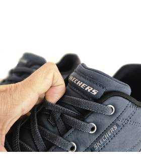 Zapatos Skechers hombre azul detalle cordones elásticos No Tie Fit