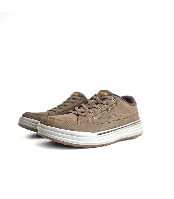 Zapatos sport Skechers hombre Sterling Cedrick marron con cordones elásticos