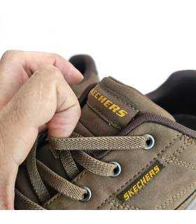 Zapatos Skechers hombre marrón detalle cordones elásticos No Tie Fit