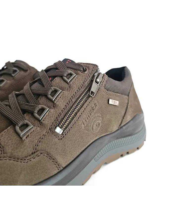 Zapatos impermeables mujer G Comfort piel marrón detalle cierre cremallera