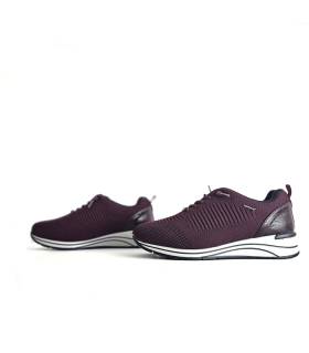 Zapatos mujer cordones elásticos Treintas burdeos
