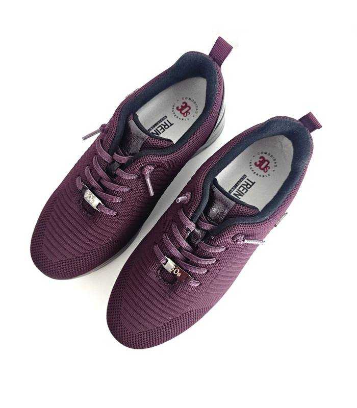 Zapatillas Treintas mujer burdeos vista superior