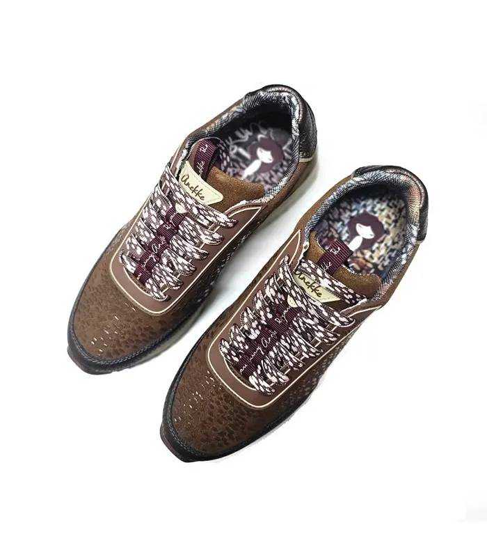 Zapatillas Anekke mujer marrones vista superior y cordones