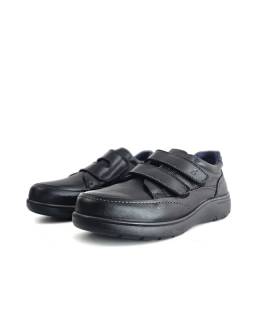 Zapatos Luisetti hombre cómodos piel negra doble velcro
