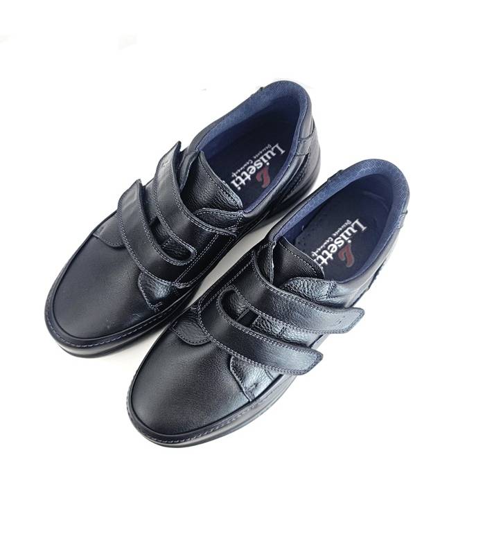 Zapatos Luisetti hombre piel negra cierre doble velcro