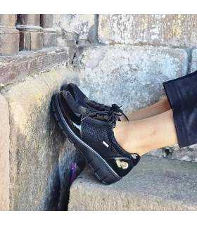 Zapatos cómodos mujer invierno G Comfort negros con cuña puestos con palnatlon negro