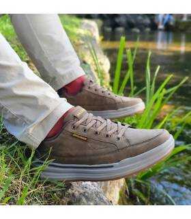 Zapatos sport Skechers hombre Sterling Cedrick marron con cordones elásticos puestos