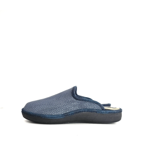 Zapatilla casa hombre invierno Salvi Confort azul marino perfil