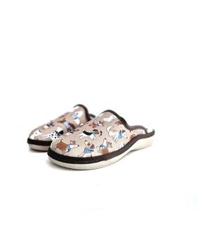 Zapatillas Salvi Comfort mujer estampado perros beige