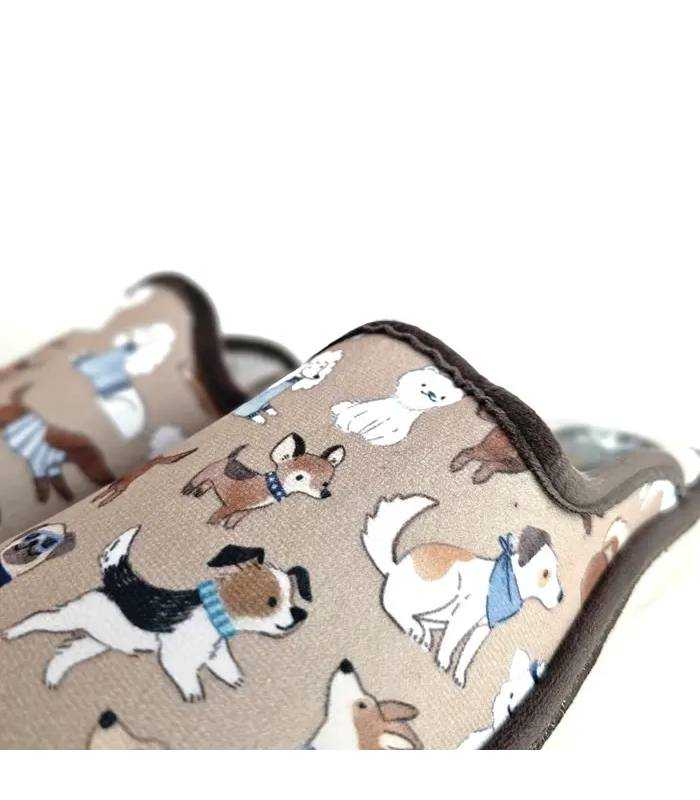 Detalle dibujos perros zapatillas casa mujer Salvi