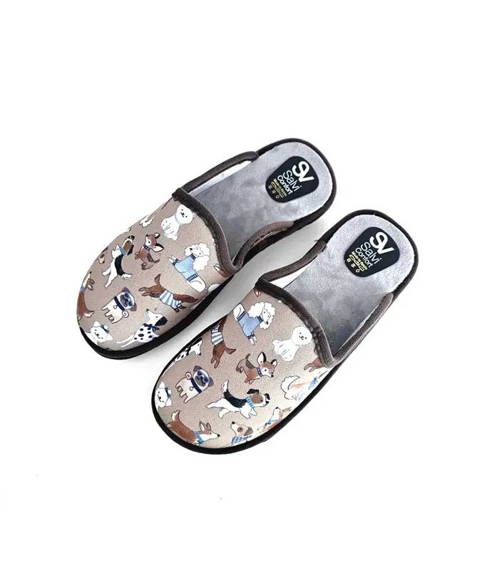 Zapatillas casa mujer originales perros vista superior
