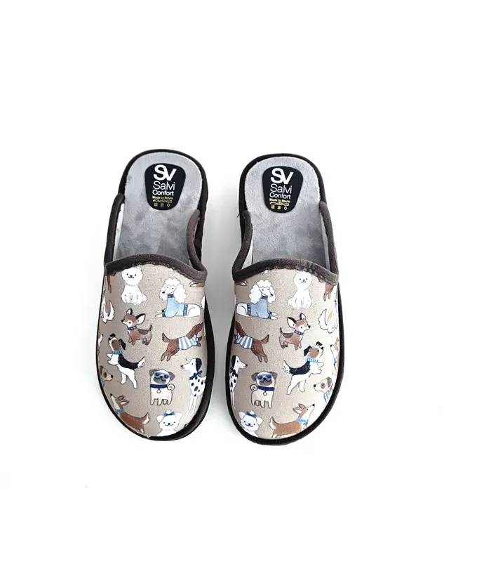 Zapatillas invierno mujer destalonadas Salvi Confort perros