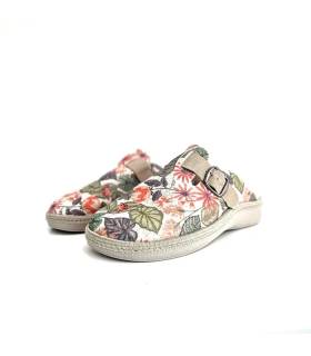 Zapatillas casa mujer flores Salvi Confort con hebilla