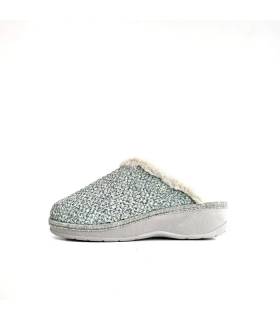 Perfil zapatillas casa mujer cuña Salvi verde agua