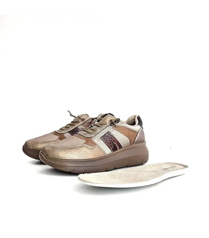 deportivos mujer beige cómodos con plantilla extraible