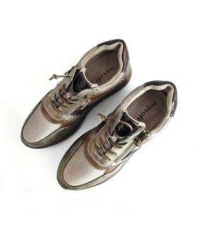 deportivos mujer beige cremallera, vusta superior