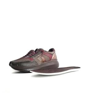zapatos mujer metalizados burdeos con plantilla extraible