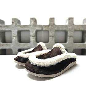 Zapatillas casa mujer pelo Salvi marrón chocolate