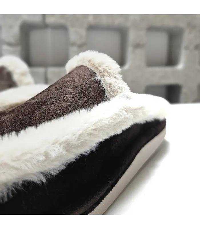 Detalle pelo zapatillas mujer Salvi marrón chocolate