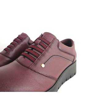 Zapatos mujer cordones elásticos color burdeos
