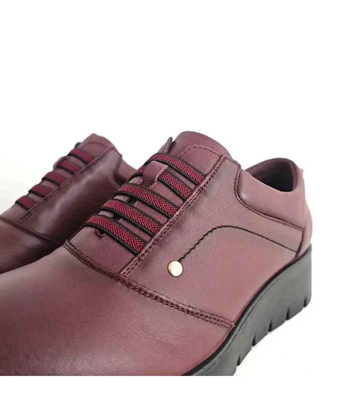 Zapatos mujer cordones elásticos color burdeos