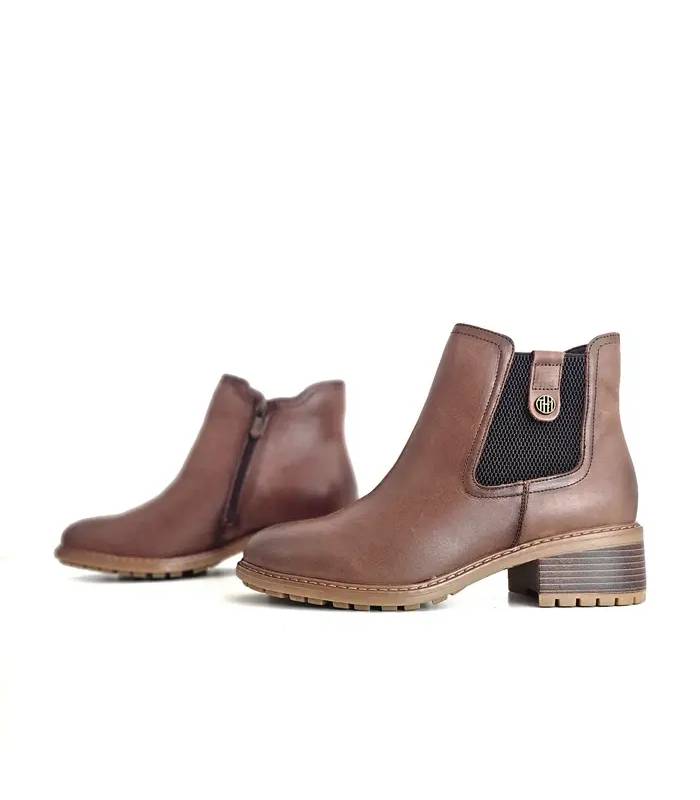 Botines Chelsea mujer piel marrón vista lateral
