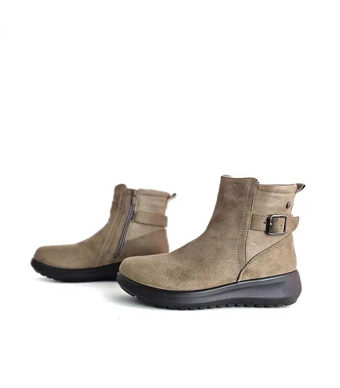 Botines mujer beige cremallera lateral Mysoft