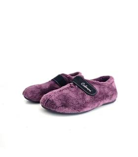 Zapatillas casa mujer velcro Cabrera berenjena