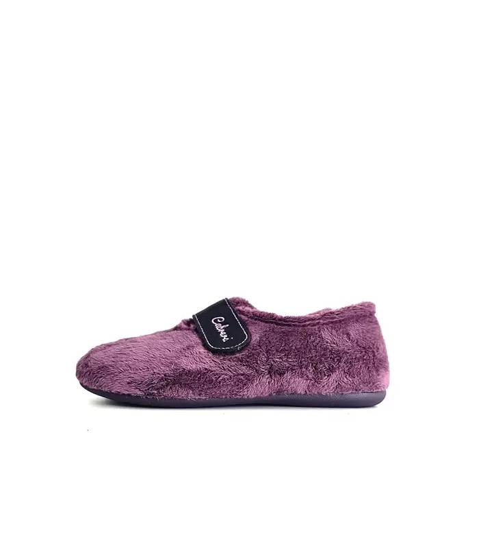 Perfil zapatillas mujer horma ancha berenjena