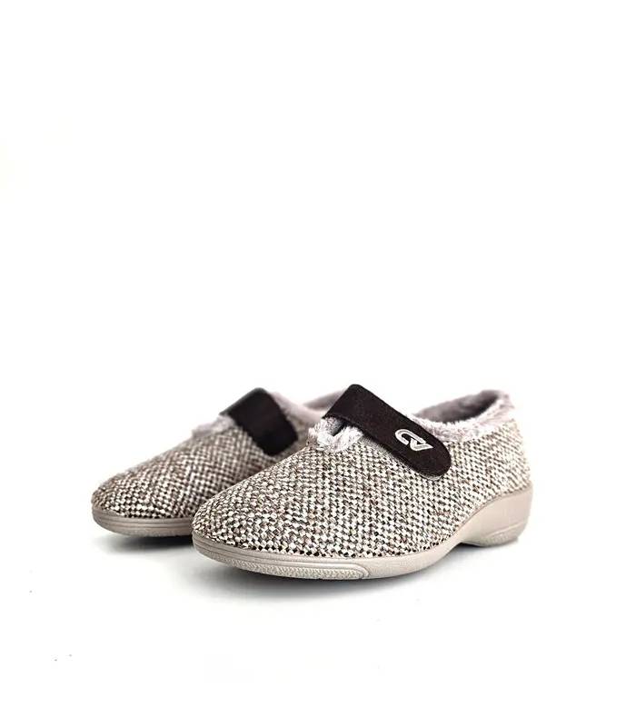 Zapatillas Cabrera mujer velcro espiga beige