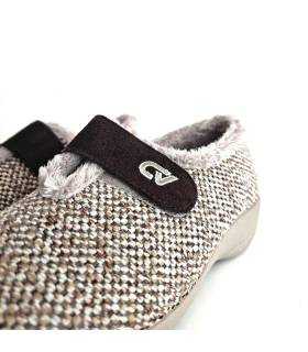 Zapatillas mujer cuña Cabrera espiga beige, detalle de tejido