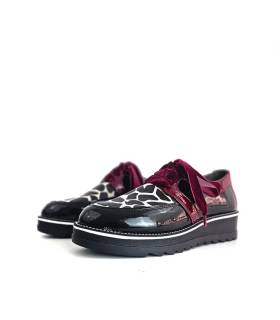 Zapatos Nival mujer invierno Jerez charol negro y burdeos