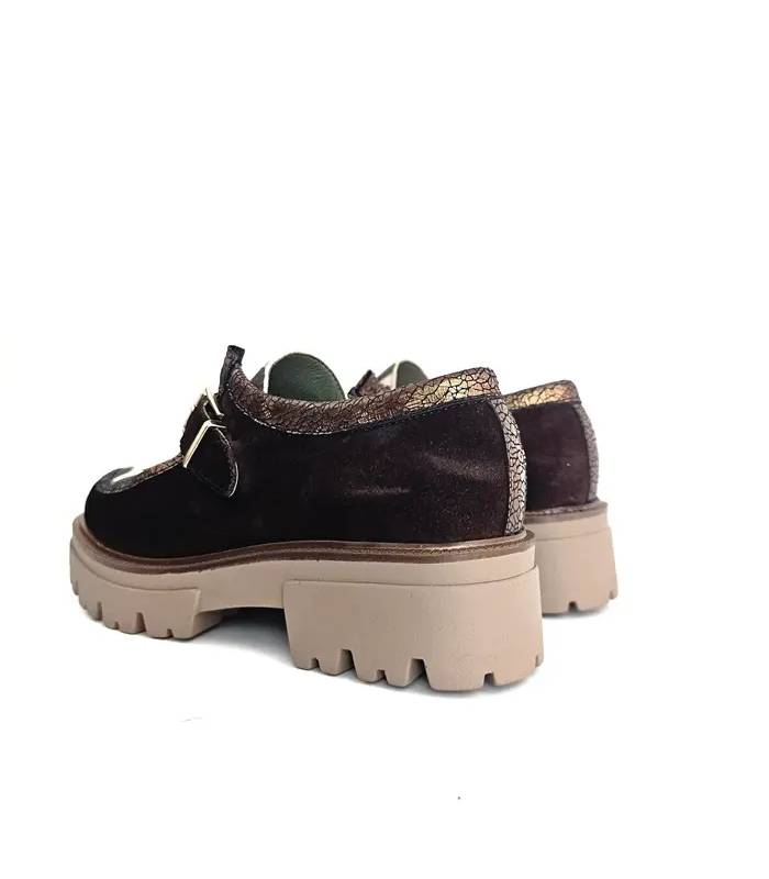 Zapatos Nival mujer hebilla Tarifa marrón vista trasera