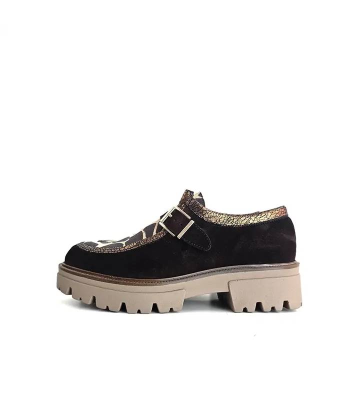 Perfil zapatos Nival mujer hebilla Tarifa marrón
