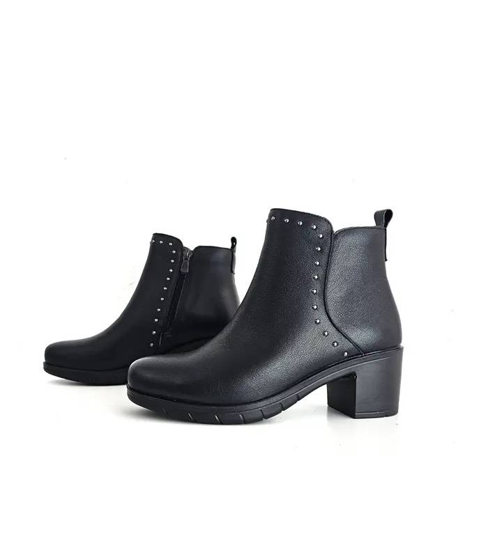 Botines mujer piel negra Happy Monk con cremallera