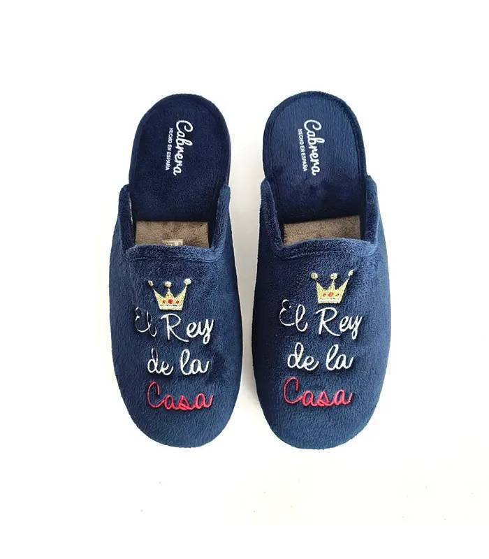 Zapatillas casa hombre dibujos Cabrera bordado corona