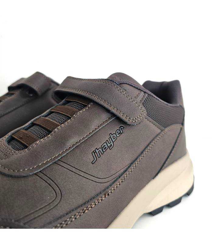 Detalle zapatillas Jhayber hombre velcro Charca marrón